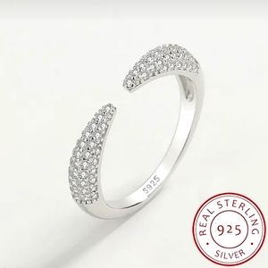 S925 Solid Sterling Silver Micro Pave Adjustable Ring